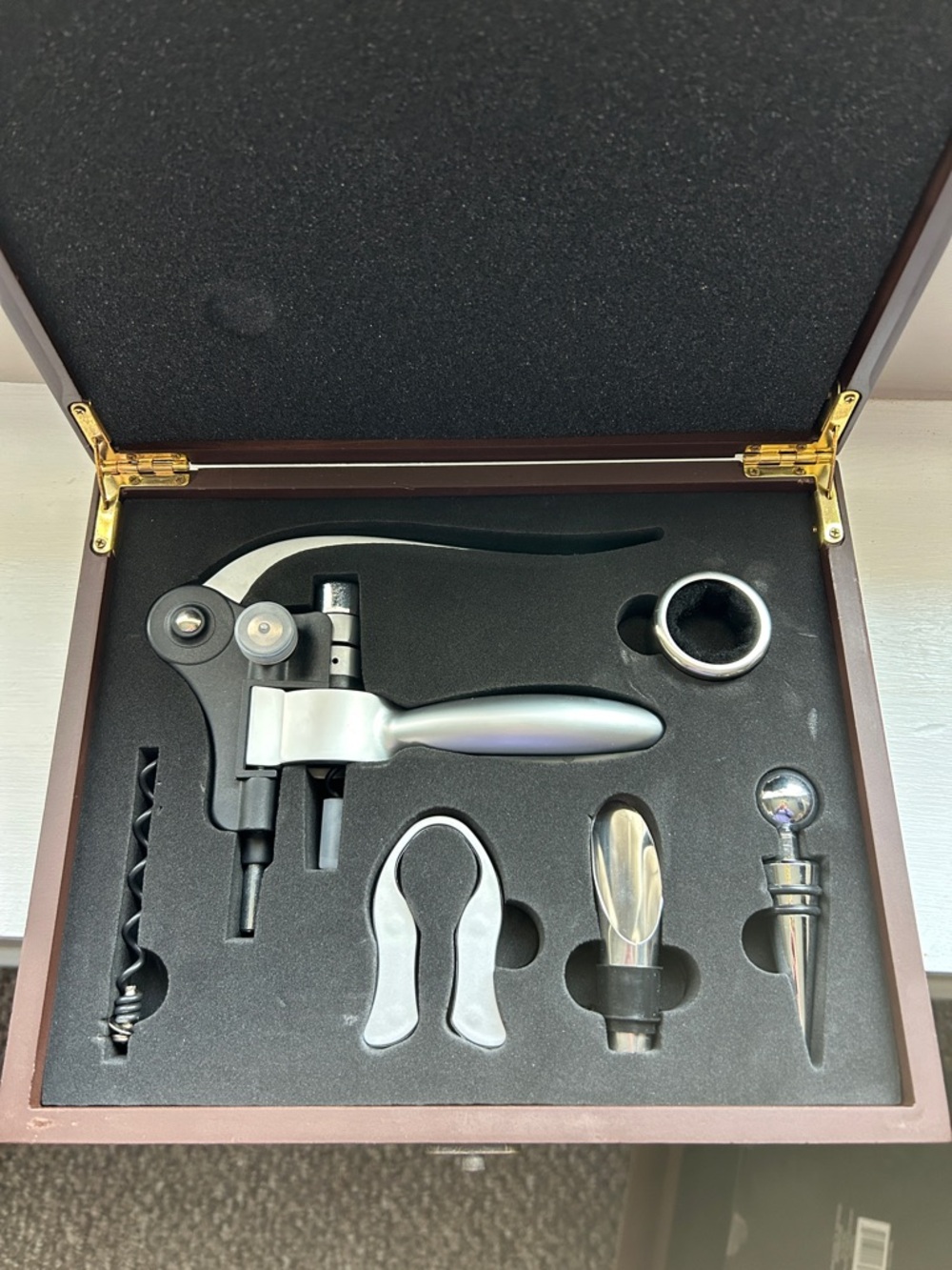 Stainless Steel Lever Corkscrew Wine Opener Kit - Silver